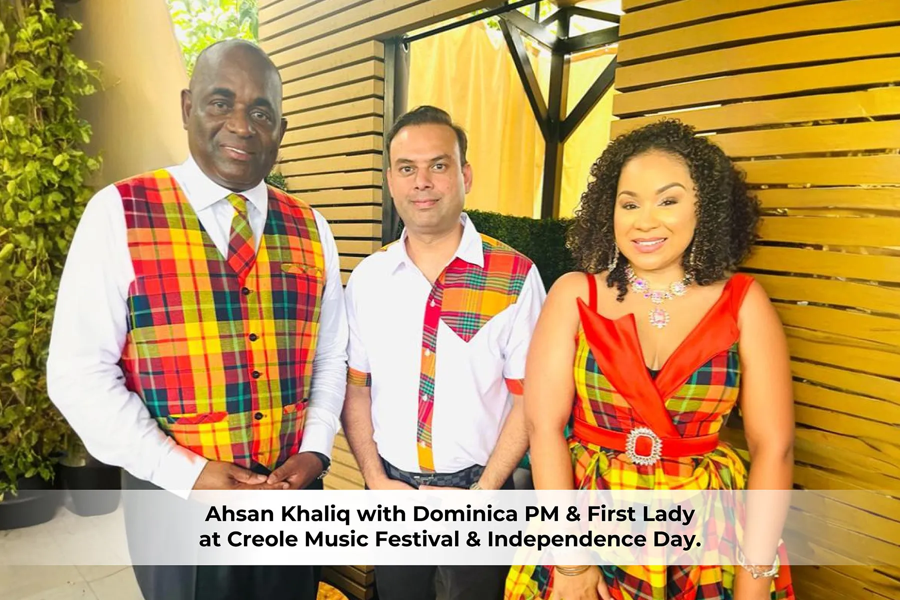 Ahsan Khaliq with Dominica PM and First Lady at Creole Music Festival and Independence Day