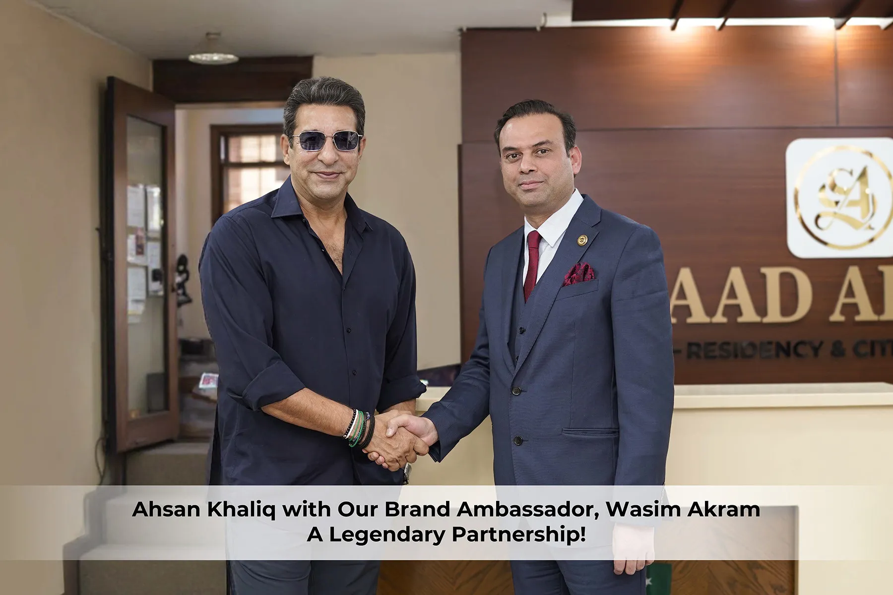 Ahsan Khaliq with brand ambassador Wasim Akram â a legendary partnership